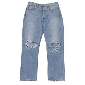 AGOLDE Jeans Womens Size 28 Riley High Rise Straight Crop Light Wash Button Fly